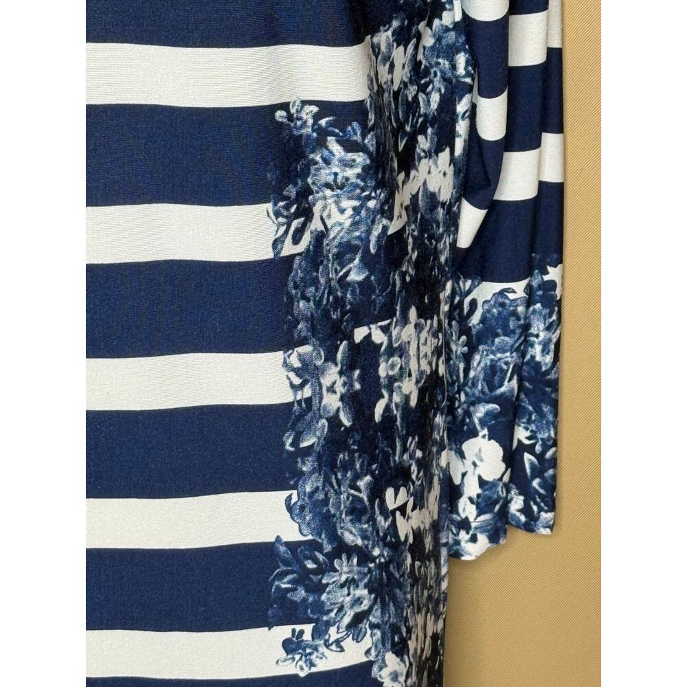 Haani Navy White Floral Stripe Sheath Dress L - Picture 4 of 5